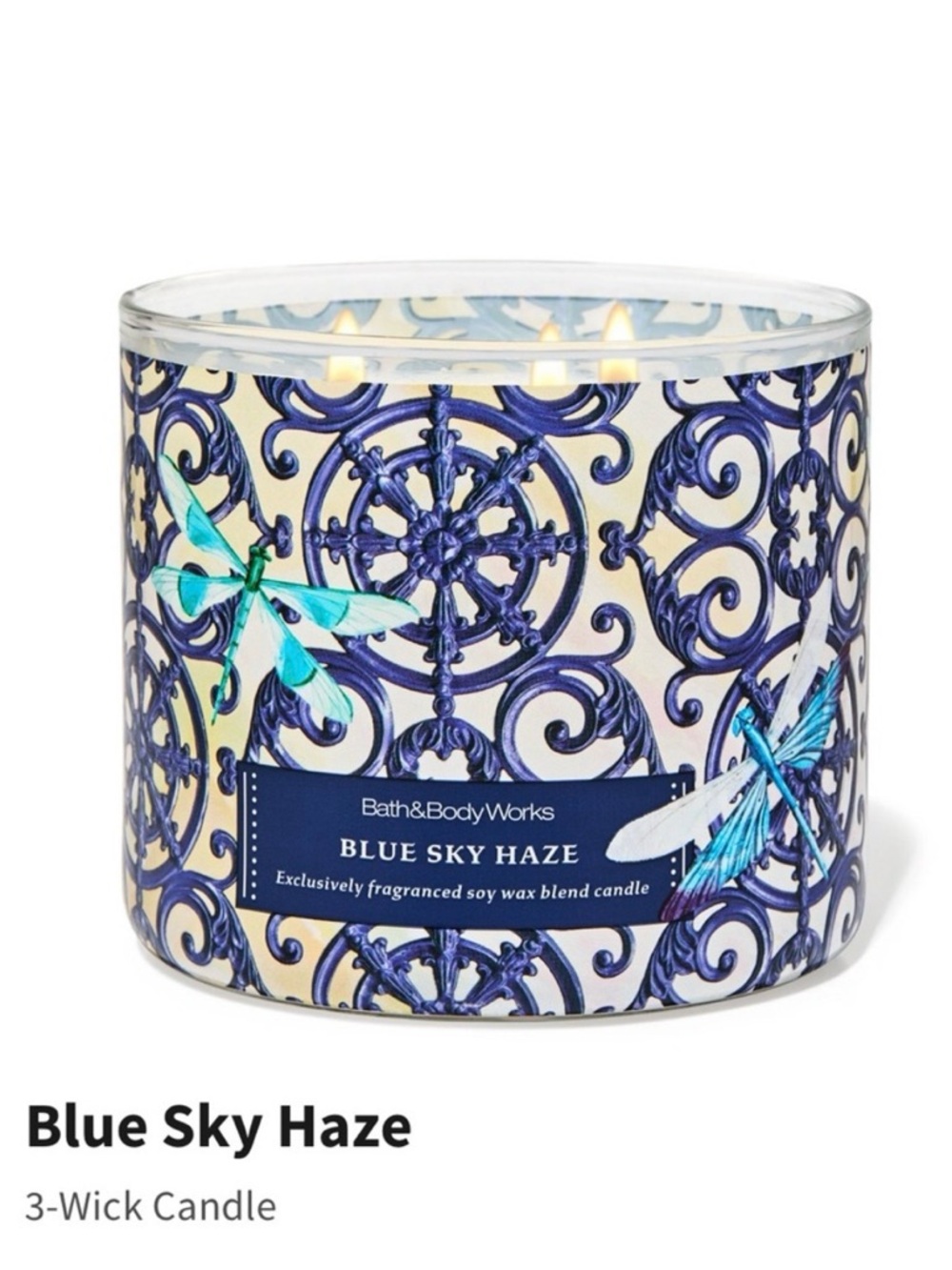 NIB Bath & Body Works “Blue Sky Haze” 3-Wick Candle w Decorative Metal Lid.